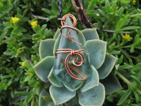 Polished Aqua Silica Jewellery Free Form In Copper Art Wire Wrap  -  sold per piece From South Africa - TopRock