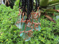 Polished Aqua Silica Jewellery Free Form In Copper Art Wire Wrap  -  sold per piece From South Africa - TopRock