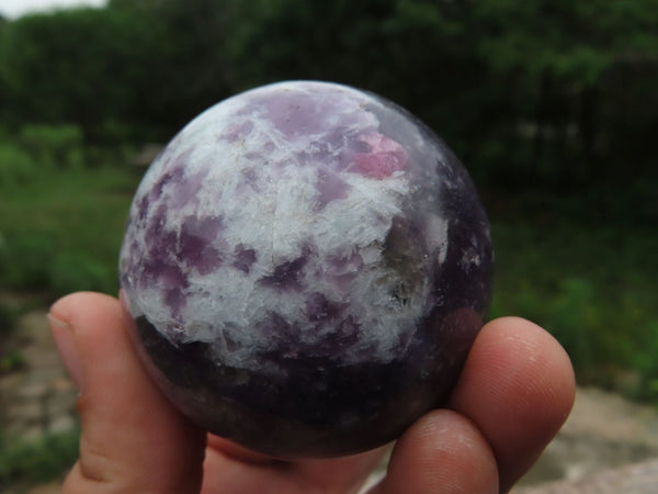 Polished Lepidolite Spheres One With Rubellite Pink Tourmaline x 4 From Madagascar - TopRock