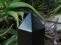 Polished Pitch Black Basalt Crystal Points x 4 From Madagascar - TopRock