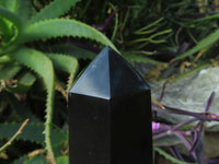 Polished Pitch Black Basalt Crystal Points x 4 From Madagascar - TopRock