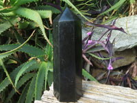 Polished Pitch Black Basalt Crystal Points x 4 From Madagascar - TopRock