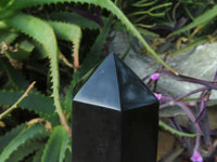 Polished Pitch Black Basalt Crystal Points x 4 From Madagascar - TopRock