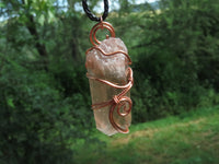 Natural Smokey Optic Quartz in Copper Art Wire Wrap Pendant - sold per piece - From Zimbabwe - TopRock