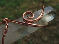 Natural Smokey Optic Quartz in Copper Art Wire Wrap Pendant - sold per piece - From Zimbabwe - TopRock