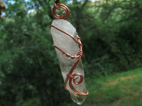 Natural Smokey Optic Quartz in Copper Art Wire Wrap Pendant - sold per piece - From Zimbabwe - TopRock