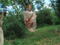 Natural Smokey Optic Quartz in Copper Art Wire Wrap Pendant - sold per piece - From Zimbabwe - TopRock