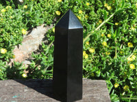 Polished Black Basalt Crystal Points x 4 From Madagascar - TopRock