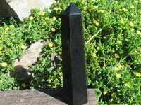 Polished Black Basalt Crystal Points x 4 From Madagascar - TopRock