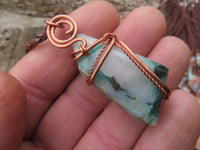 Polished Ajoite in Matrix Free Forms Set In Copper Art Wire Wrap Pendant - sold per piece - Messina, South Africa - TopRock