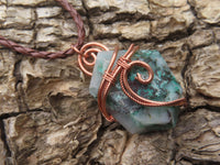 Polished Ajoite in Matrix Free Forms Set In Copper Art Wire Wrap Pendant - sold per piece - Messina, South Africa - TopRock