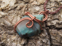 Polished Ajoite in Matrix Free Forms Set In Copper Art Wire Wrap Pendant - sold per piece - Messina, South Africa - TopRock