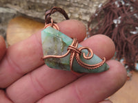 Polished Ajoite in Matrix Free Forms Set In Copper Art Wire Wrap Pendant - sold per piece - Messina, South Africa - TopRock