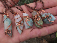 Polished Ajoite in Matrix Free Forms Set In Copper Art Wire Wrap Pendant - sold per piece - Messina, South Africa - TopRock