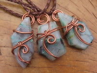 Polished Ajoite in Matrix Free Forms Set In Copper Art Wire Wrap Pendant - sold per piece - Messina, South Africa - TopRock