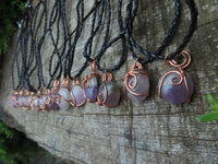 Polished Amethyst Free Forms in Copper Art Wire Wrap Pendant - sold per piece - From Madagascar - TopRock